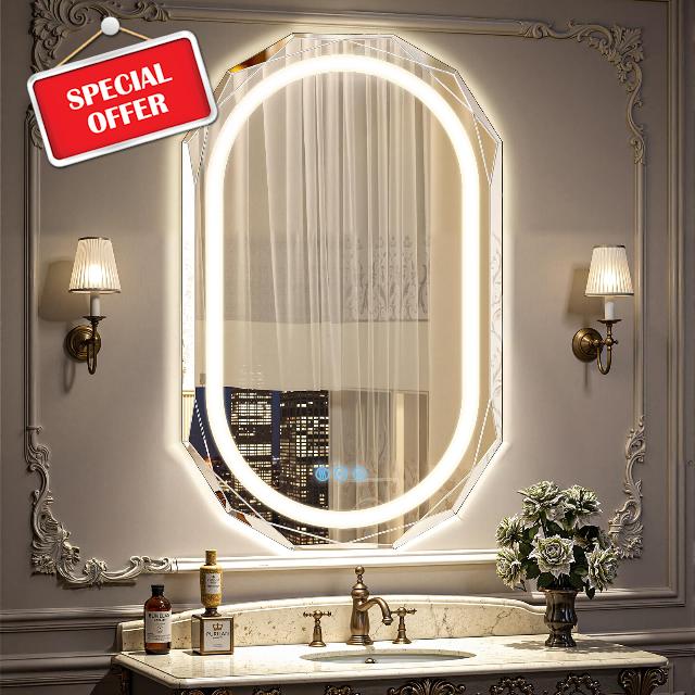 24"X36" Oval LED Bathroom Mirror with Lights