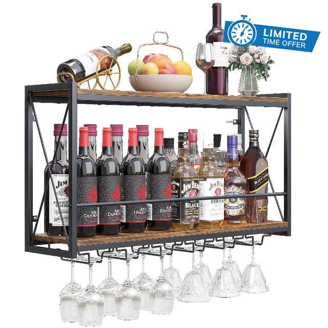 Dokser Wine Rack Wall Mounted Shelf - 2 Tier