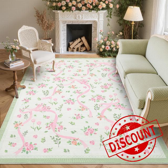 GarveeHome Coquette Green Rugs for Bedroom Girls