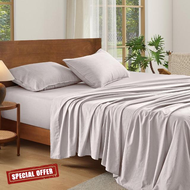 100% French Linen Sheets Natural Linen King Size Sheets Set