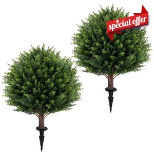 Artificial Cedar Topiary Ball Tree 23" with Ground Spike