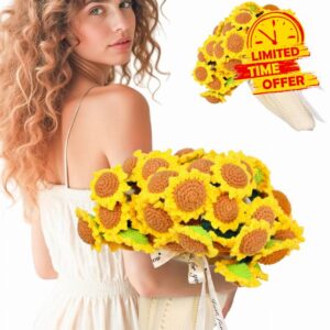 LOKOZ Sunflower Gifts for Women Get Well - Crochet Flowers Bouquet Blanket