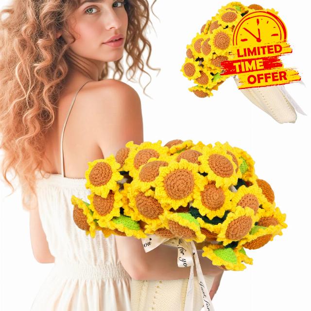 LOKOZ Sunflower Gifts for Women Get Well - Crochet Flowers Bouquet Blanket