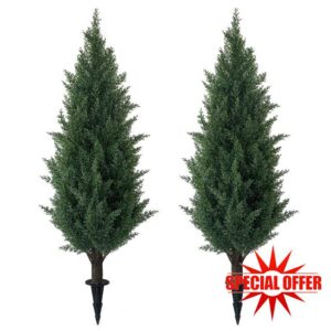 3FT Artificial Cedar Topiary Trees with Ground Spike