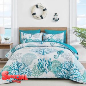 WONGS BEDDING Coastal Comforter Set Queen