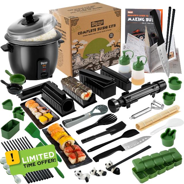 Sushi Maker Kit – 43-Piece Complete Set with Bazooka Roller