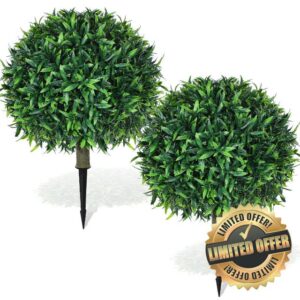 Set of 2 Artificial Topiary Balls Tree 20 Inch Realistic Faux Bush