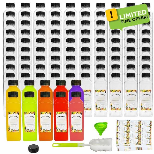 100pcs 16 oz Plastic bottles with lids
