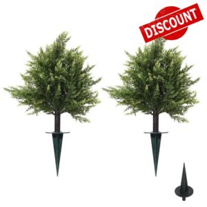 2 Pack 16.5 Inch Artificial Cypress Topiary Trees