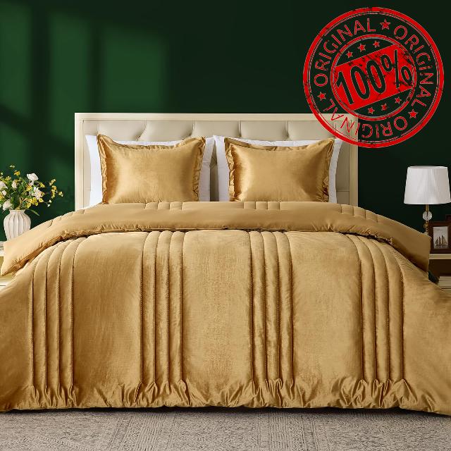 MUSSEL Velvet King Size Comforter Set 3 Pieces