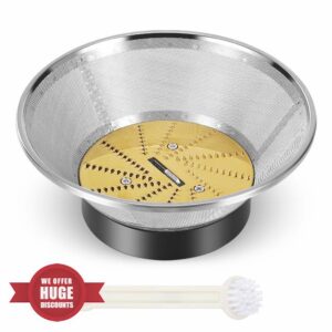 Juicer Replacement Parts Mesh Filter Basket with Titanium-Coated Blade Disk Compatible with Breville Juice Fountain Nutridisk Models BJE430SIL
