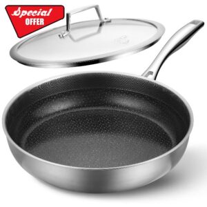 PekGema Hybird Nonstick Frying Pan with Lid 12 inch