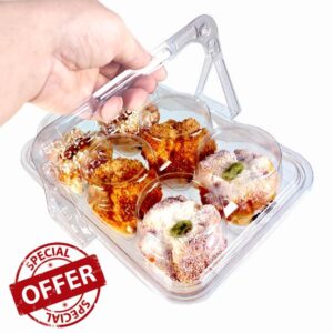 50 Pack 6-Compartment Plastic Muffin Container