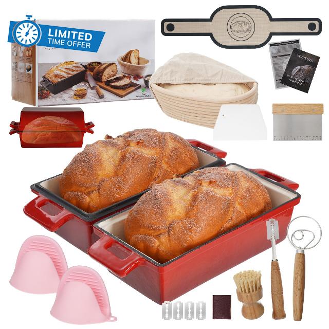 2 in 1 Enameled Cast Iron Loaf Pan with Lid