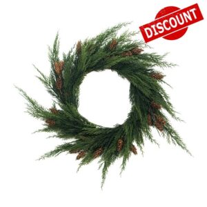 2Pcs 24inch Artificial Dragon Cypress Wreaths - Christmas Wreaths for Front Door
