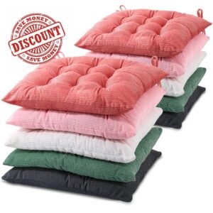 Geetery 10 Pcs Corduroy Chair Cushion with Ties Soft Square Floor Pillows Bulk Seating Cushions