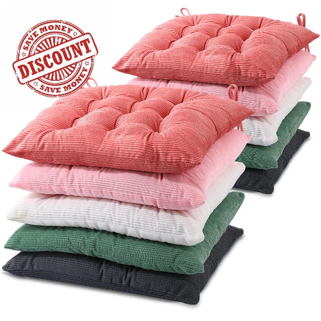 Geetery 10 Pcs Corduroy Chair Cushion with Ties Soft Square Floor Pillows Bulk Seating Cushions