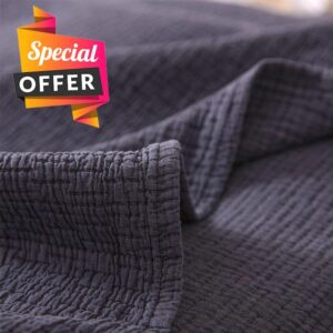 BOV Muslin Blankets for Adults - Soft-Aging Stonewashed Cotton Blanket and Pillow Cover Set