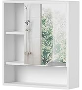 ChooChoo 3-Door Bathroom Wall Cabinet, Fluted Kitchen Wall Cabinet with Adjustable Shelves, Wall ...