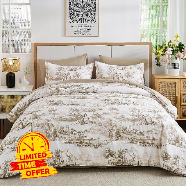 WONGS BEDDING Brown Comforter Set King Size