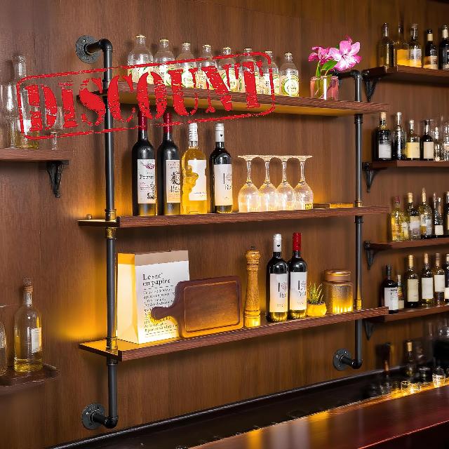 47.2" Modern Wine Rack Wall Mounted with LED Lights