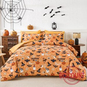 Luxudecor Halloween Comforter Set Queen Size 7 Pieces Bed in a Bag