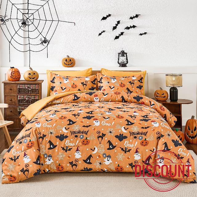 Luxudecor Halloween Comforter Set Queen Size 7 Pieces Bed in a Bag