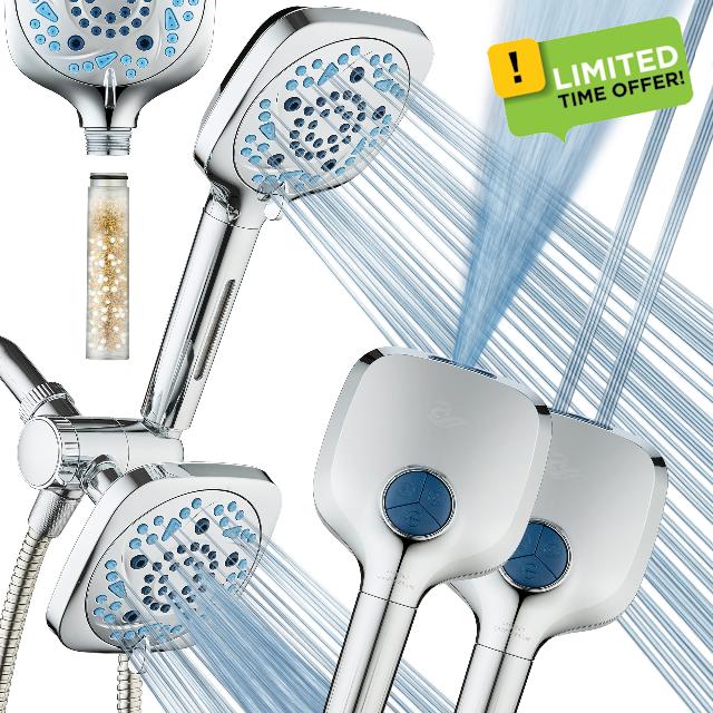 6-way High Pressure 82 Spray Mode Filtered Showerhead Combo - Handheld Shower Head Filters Chlorine to Heal Dry Skin