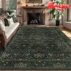 5x7 Floral Washable Area Rug for Living Room