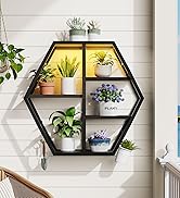 HOOBRO Floating Shelves for Wall, Set of 2 Wall Mounted Shelf, 2-Tier Wooden Hanging Shelves Stor...