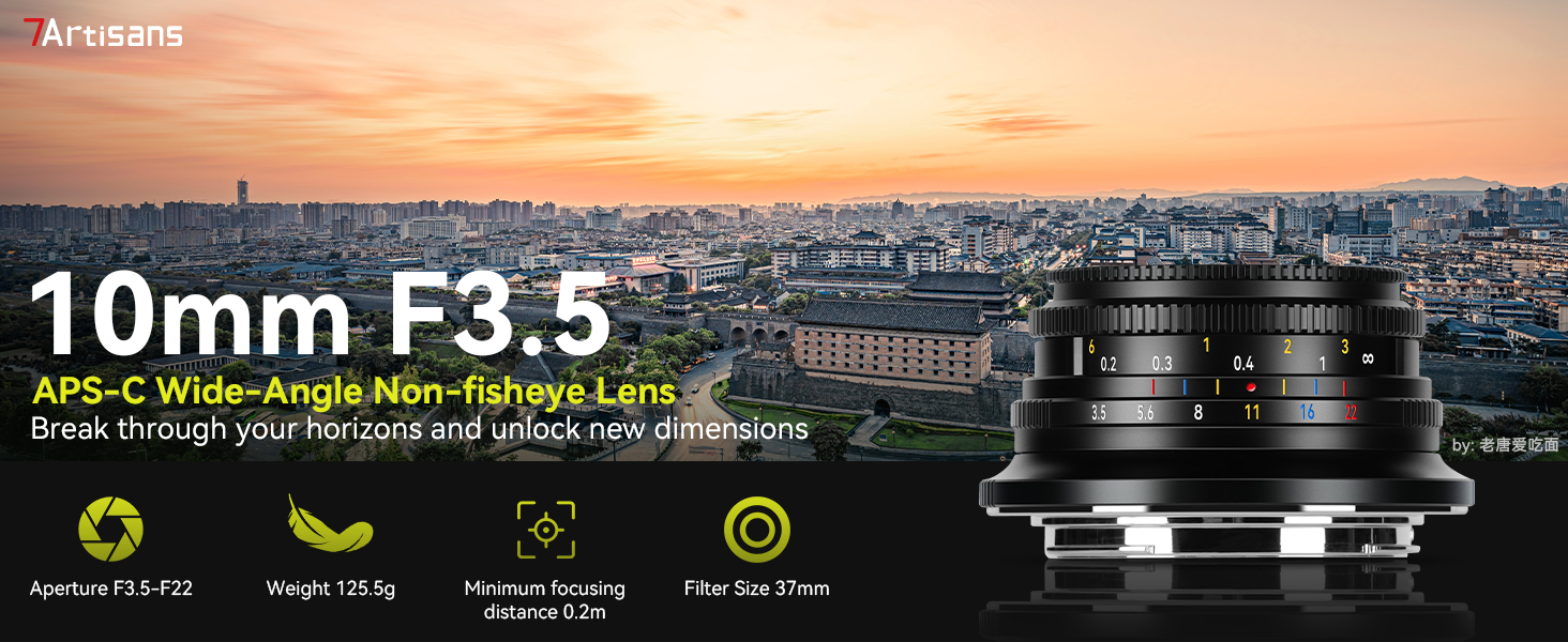 7artisans 10mm F3.5 Wide-Angle Fixed Focus Pancake Lens APS-C Lens
