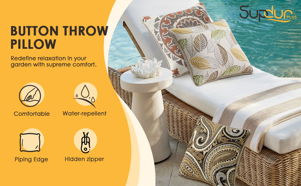 Outdoor throw pillow, garden decor, comfortable cushion