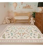 Green Butterfly Rugs for Girls Bedroom - 8x10 Floral Area Rug for Living Room, Dining Room Under ...