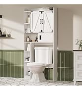 ChooChoo Bathroom Wall Mirror Cabinet, Medicine Cabinet with Single Door and Adjustable Shelf, Ov...