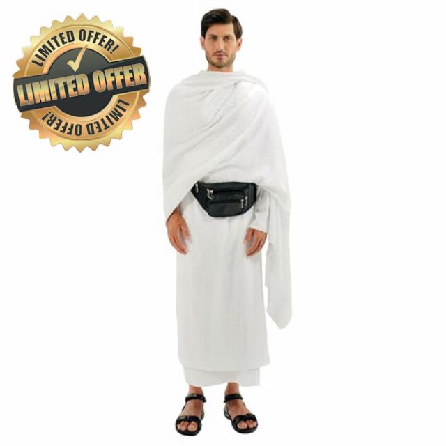 Islamic Men's Ihram/Ehram Towel Set for Hajj Umrah - 2 Piece Set - 45 X 90 inches