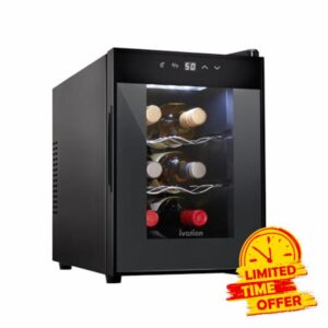 Ivation Premium 6 Bottle Horizontal Thermoelectric Wine Cooler/Chiller Counter Top Red & White Wine Cellar w/Digital Temperature