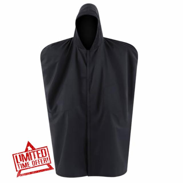 Windproof Sideline Cape Hooded Unisex Cape Waterproof Stadium Blanket for Football Lacrosse Soccer Spectator Fans Black