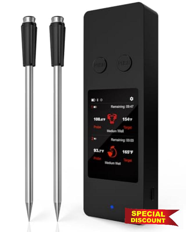 App Smart Wireless Meat Thermometer Bluetooth 5.3 with Touch Screen