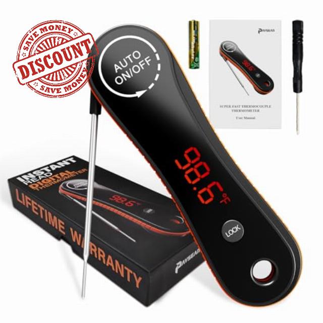 0.5s Instant Read Meat Thermometer Digital - Thermometer with Auto-Rotating Backlit Display