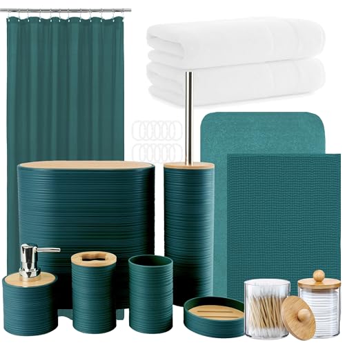 25PCS Bathroom Set with Shower Curtain Set and Rugs