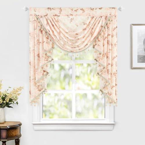 Elegant Pink Roses Print with Beaded Tassels