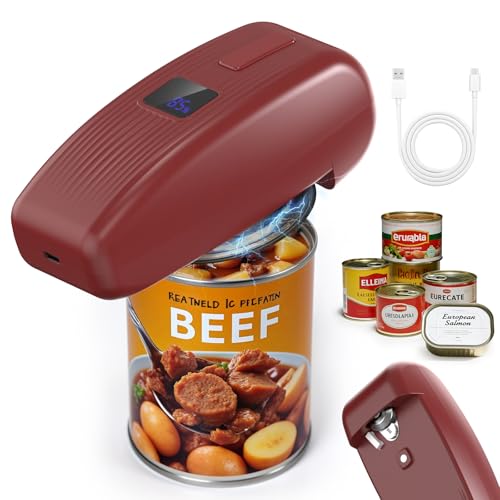 One-Touch Rechargeable LED Can Opener Electric for Smooth Edge Safe Opening