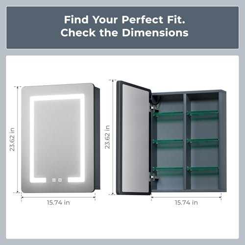 Tri-Color Light Medicine Cabinet for Bathroom