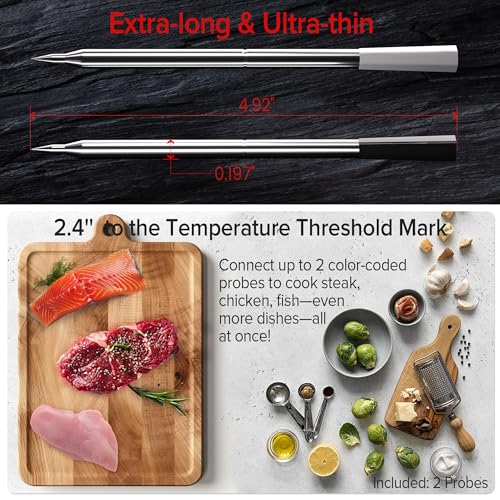 IP67 Waterproof 48H Monitoring App Thermometer for 820FT Long Range BBQ Air Fryer