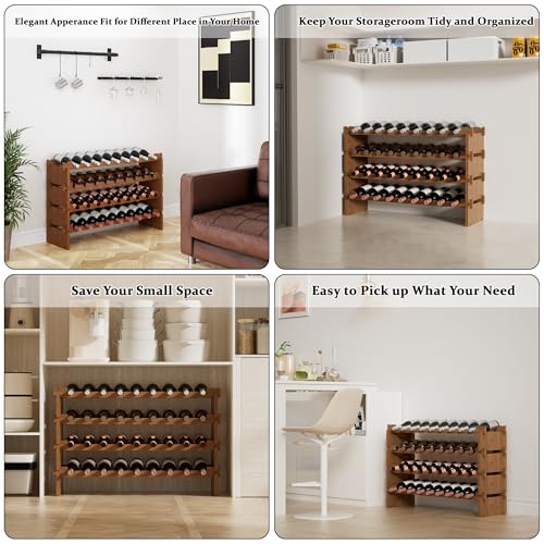Cellar. 36 Bottles Wine Holder Display Shelves for Champagne (Walnut)