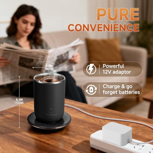 USB Rechargeable Stainless Steel Smart Mug for Milk Protein Shakes Black 11oz
