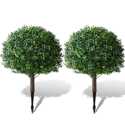 UV Resistant Artificial Shrub Bushes Trees with Spike for Porch