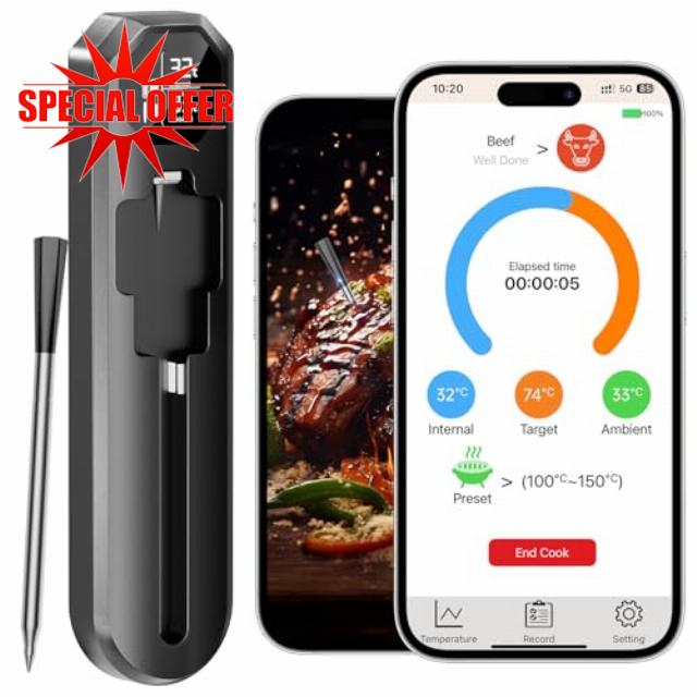 Bluetooth Wireless Meat Thermometer Digital with Smart App