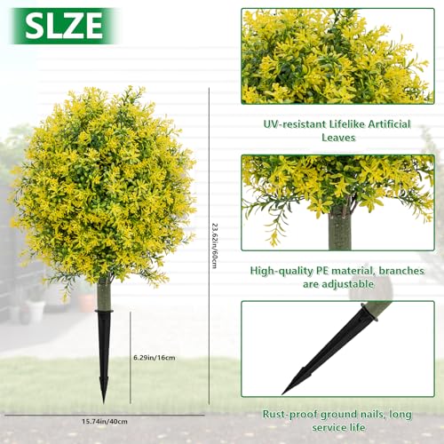 UV Resistant Yellow Faux Boxwood Greenery Plants for Garden