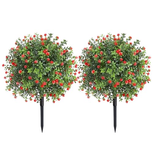 Fake Bushes with Red Flowers